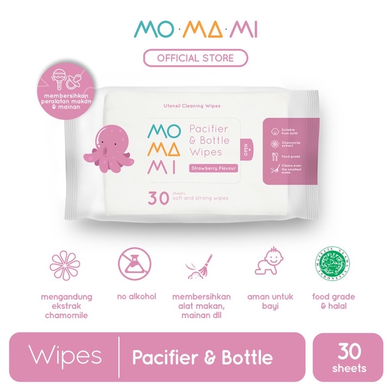 Momami Pacifier &amp; Bottle Wipes 30 lbr Tisu Basah Bayi