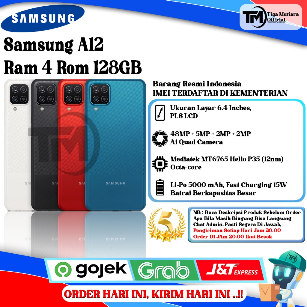 Samsung A12 Ram 4 Rom 128GB Segel Original & Bergaransi Resmi
