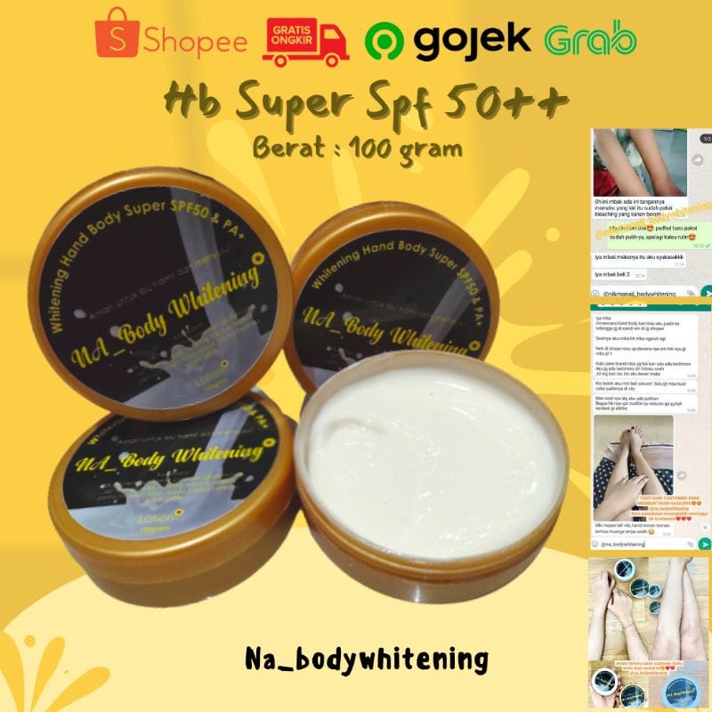 BEST SELLER‼️WHITENING HANDBODY SUPER SPF50 PA+ HANDBODY SUPER WHITENING LOTION PEMUTIH/WHITENING HA