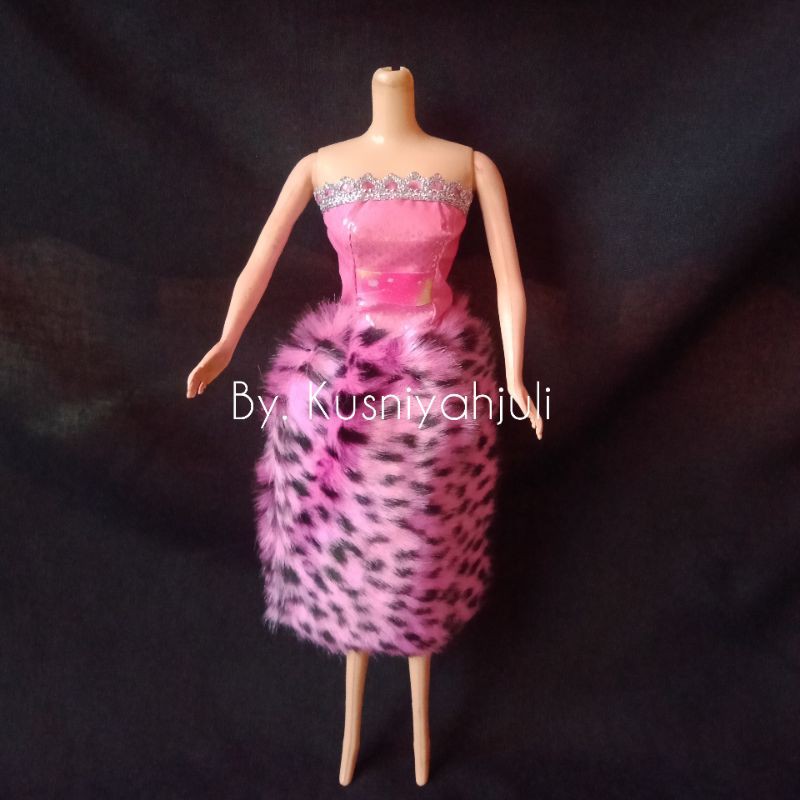 BAJU BARBIE BULU LEOPARD