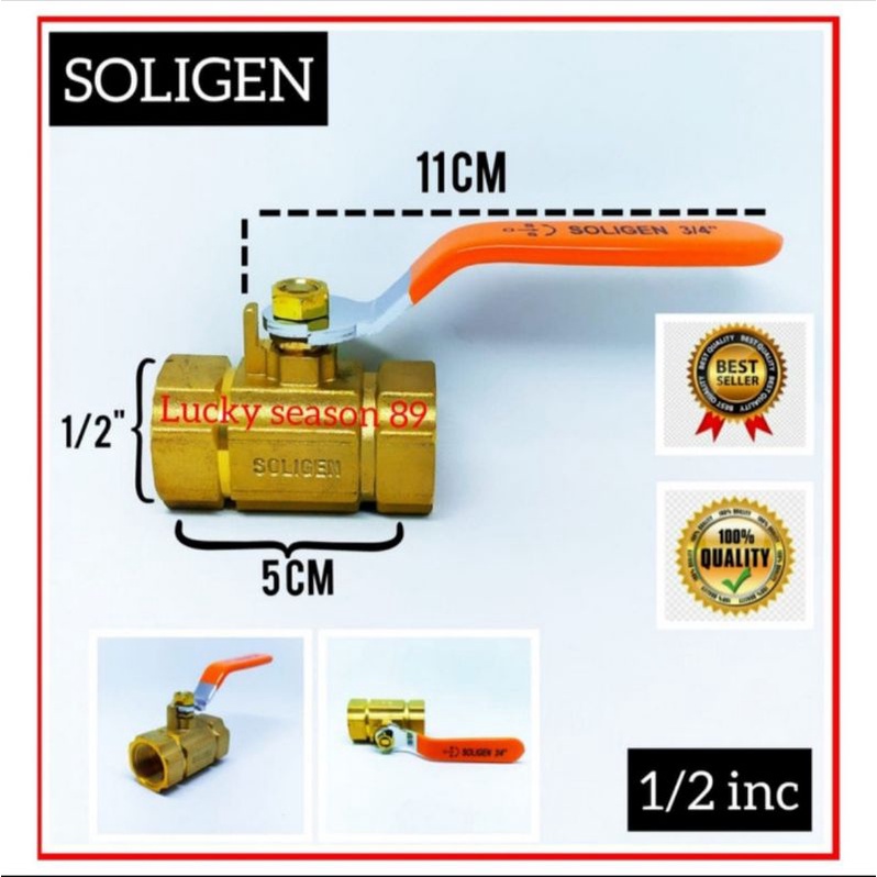 Stop Kran Kuningan 1/2 &quot; Soligen/Ballvalve Kuningan Soligen