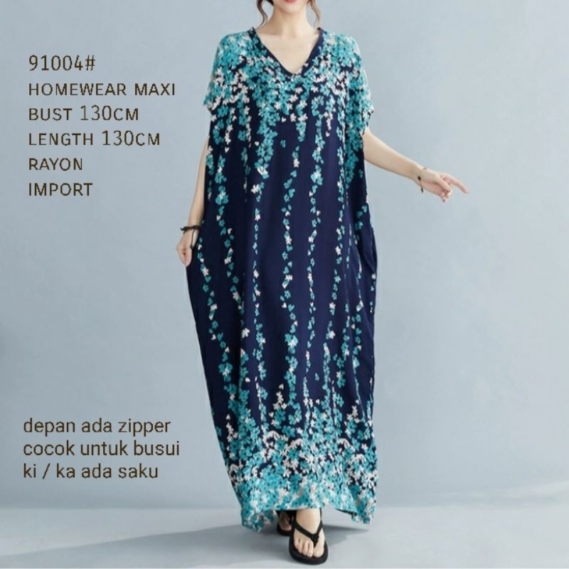 MDLV ~ 91004# Homewear Maxi Blue Dress Maxi Bigsize Oversize Fashion Import