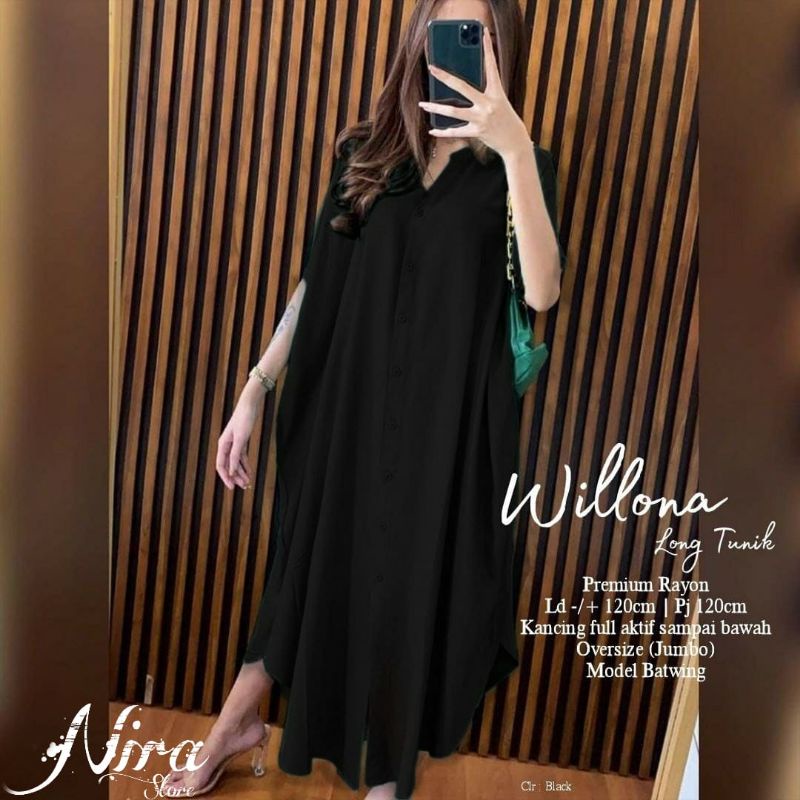 Wilona long tunik by Nira//long tunik jumbo ld 120 bahan rayon