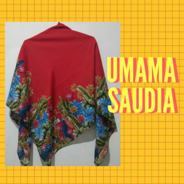 Jilbab segiempat motif Umama Saudia
