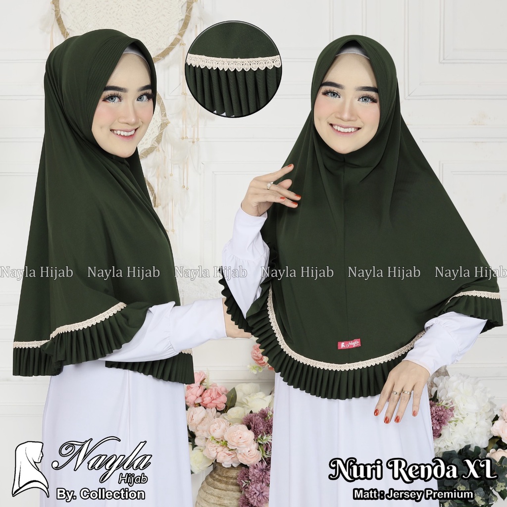 JILBAB INSTAN NURI RENDA XL KERUDUNG BERGO JERSEY PREMIUM TERMURAH DAN TERLARIS NAYLA HIJA'B