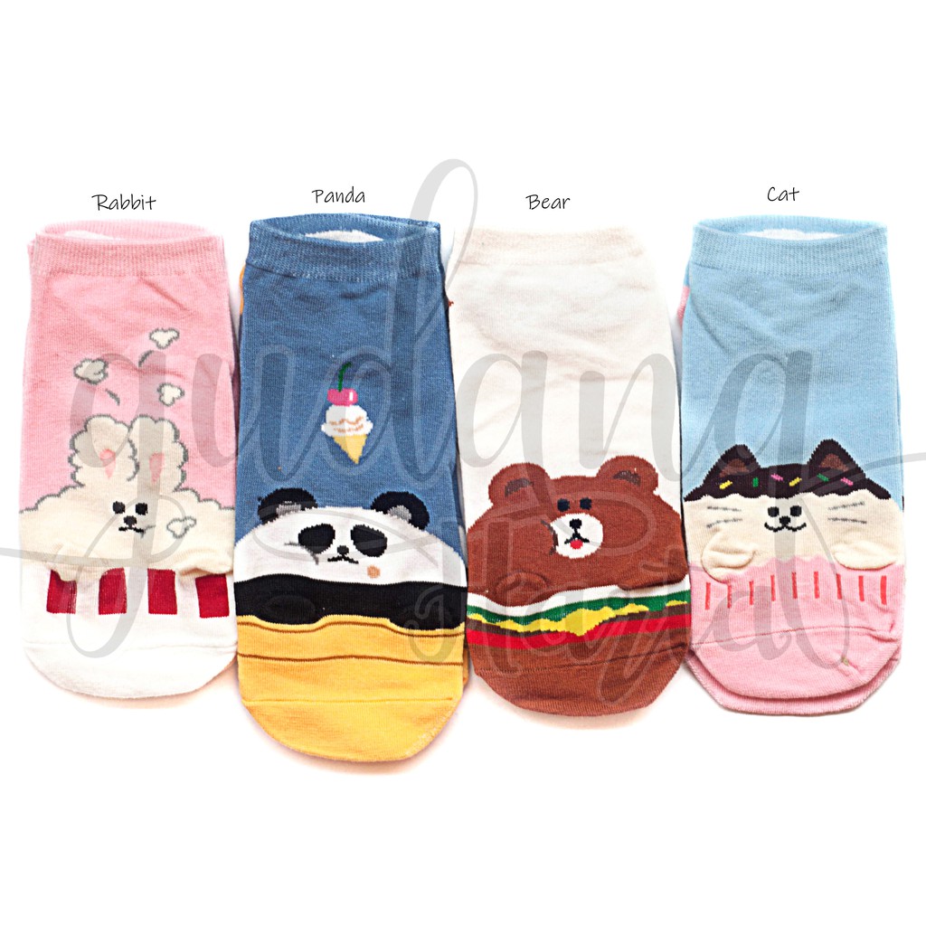 Kaos Kaki Wanita Pendek Snack Animal Socks Makanan Bentuk Hewan GH 103606