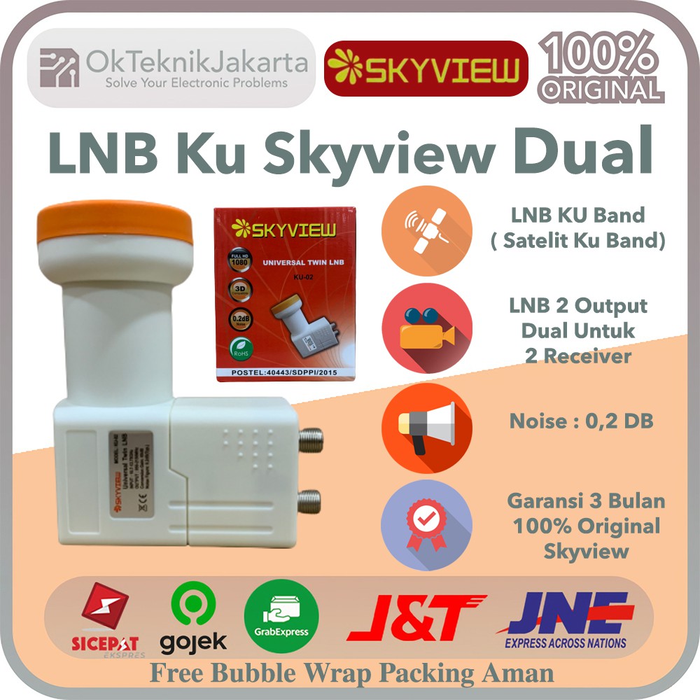 LNB Ku Band Offset Dual Out Skyview 0.2 dB