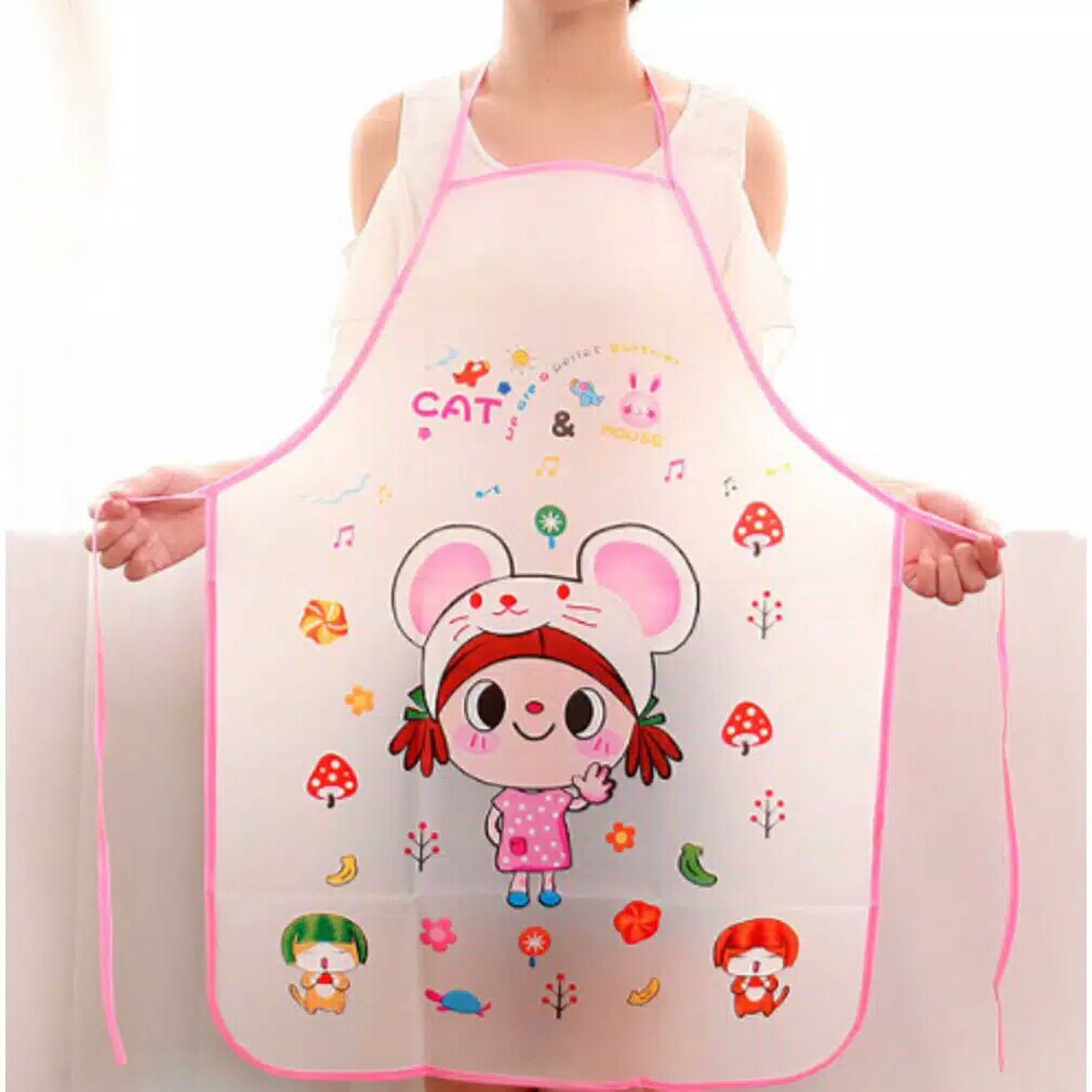 Celemek Apron Masak Dapur Anti Tahan Air Waterproof Jumbo Transparan Bayi Anak Unik Plastik Lucu