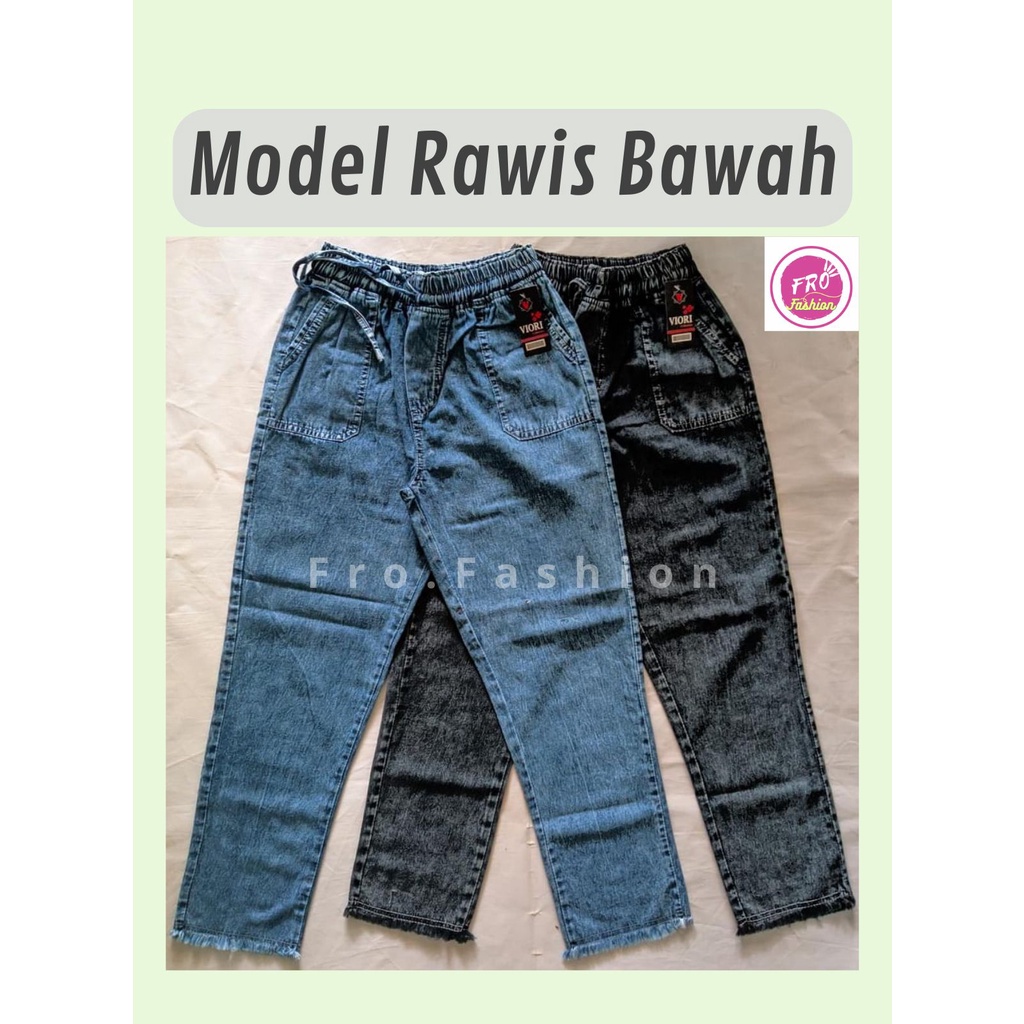 Celana Panjang Wanita Jeans Baggy Pants Jeans Model Rawis Bawah Cocok Untuk Dewasa dan Remaja Bagy Pants Jeans Pinggang Karet Premium Terlaris Viral