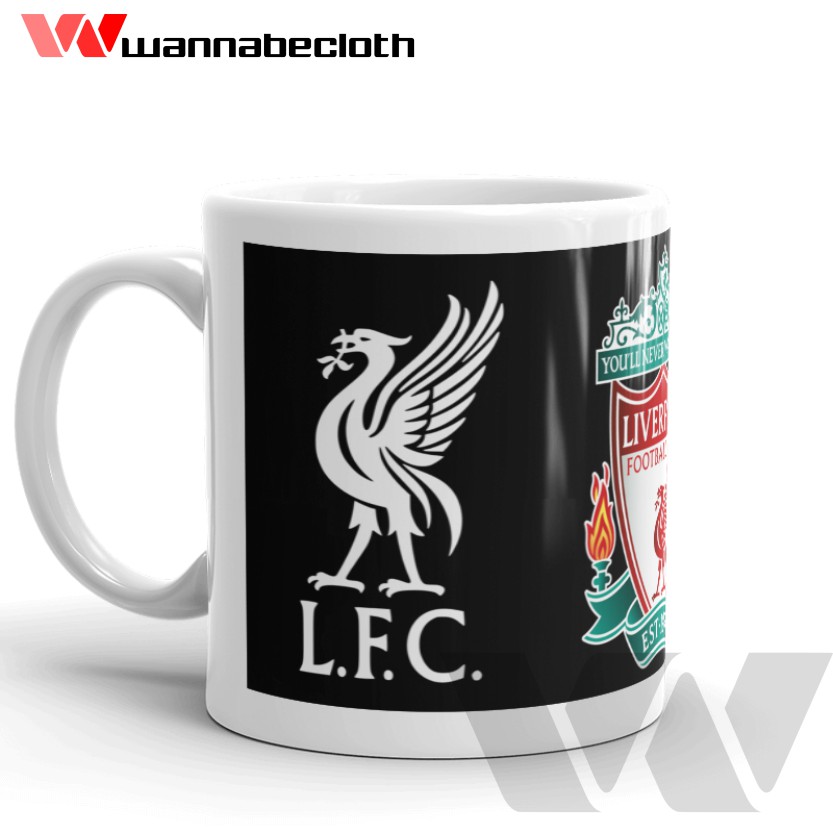 Gelas Liverpool Mug Liverpool Mug Custom Souvenir Liverpool Mug Bola Liverpool LFC Logo Black