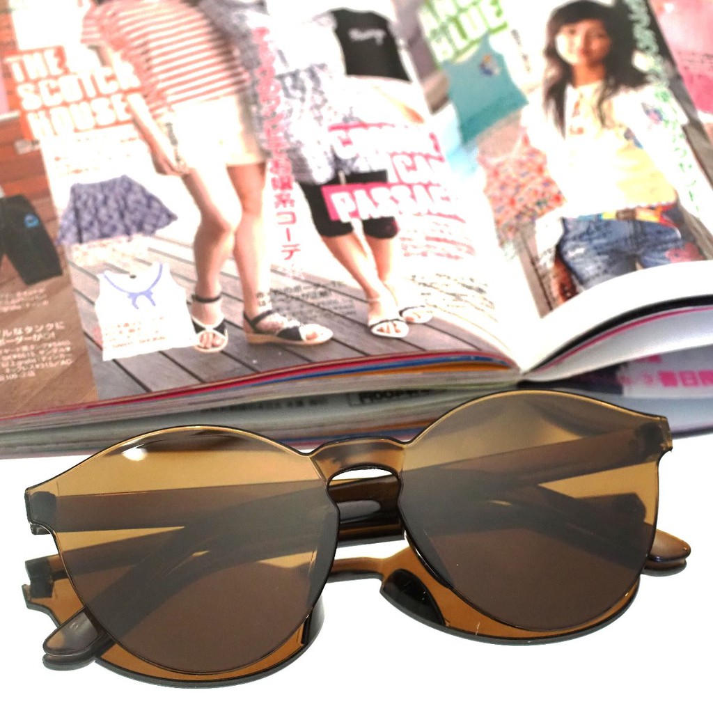Kacamata Jelly Pria Wanita Kacamata Fashion Murah / Kaca Mata Candy Sunglasses Korea Warna Warni-8. Brown