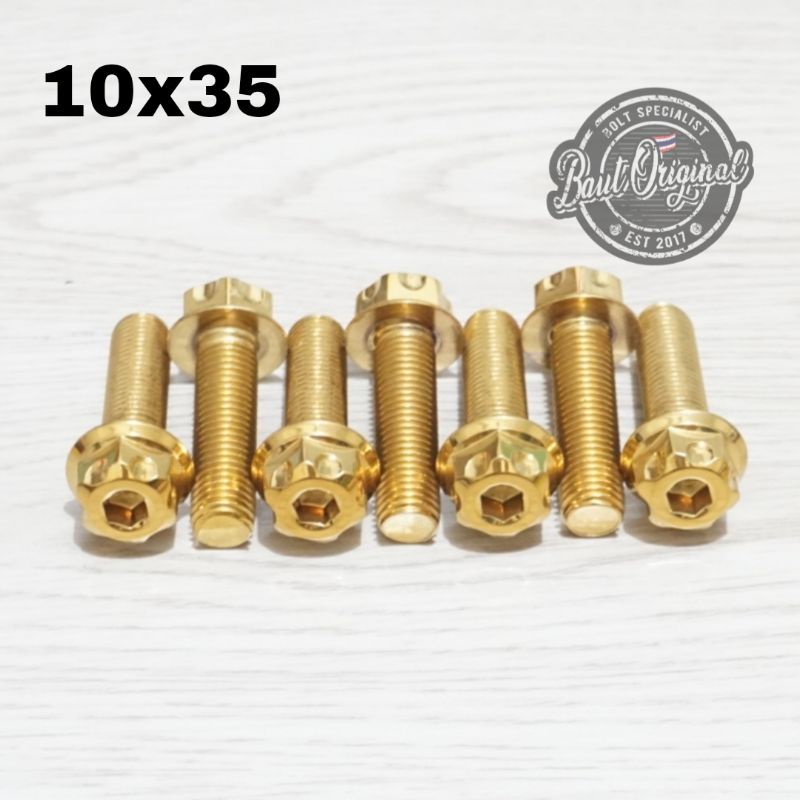 Baut probolt 10x35 gold new model drat 14 panjang 3.5cm Heng thailand