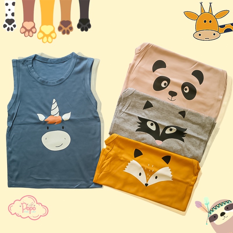 KAOS KUTUNG BAYI/ANAK KATUN BAMBOO/SINGLET/KAOS DALAM BAYI/ANAK PEREMPUAN/ LAKI (SLEEVELESS BABY/KIDS WUUF KIDS /SATUAN)