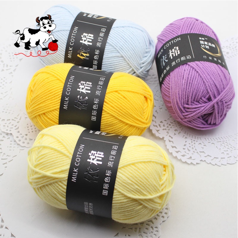 Benang rajut katun susu 4 ply 50 aneka benang Grams/Bola Untuk Merajut Tangan Merajut Crochet DIY be