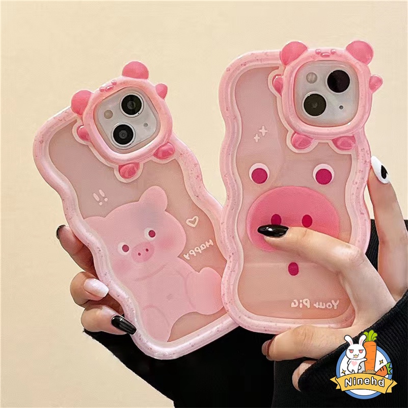 Soft Case Silikon TPU Transparan Motif Kartun Babi Pink Untuk iPhone 13 12 11 Pro Max X Xr Xs Max