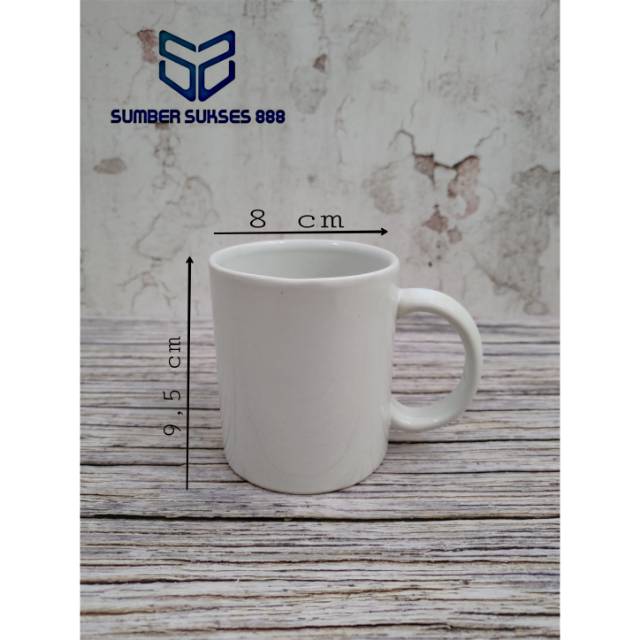 MUG PUTIH KERAMIK PORSELEN | MUG KOPI TEH UKURAN 8 CM