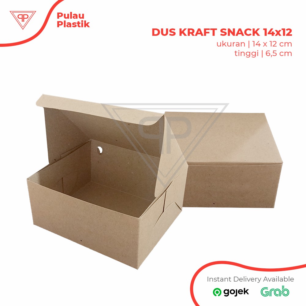 Kraft Box Snack 12x14 / Dus Snack / Kotak makan Take Away