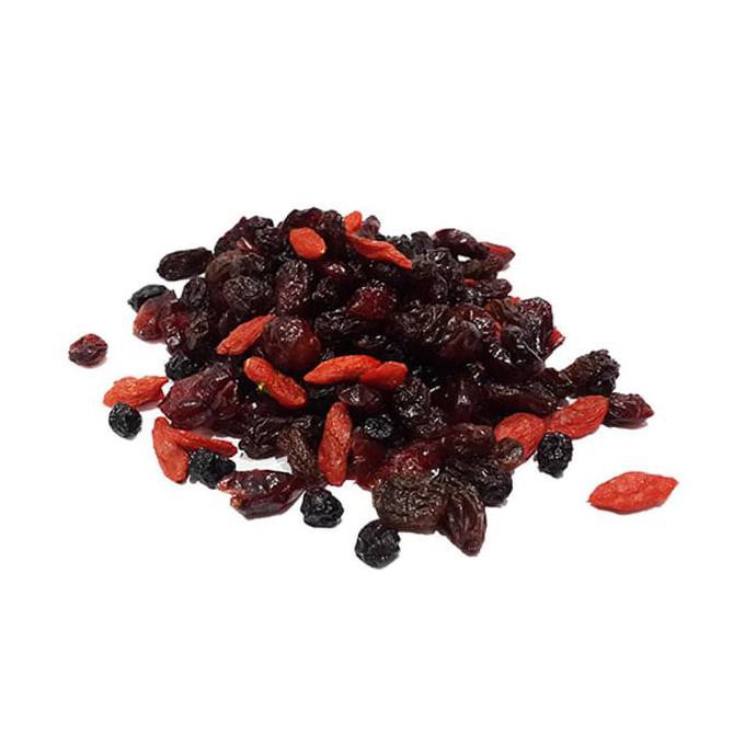 

Campuran Buah Kering Cranberry, Raisin, Goji Berry, & Blue Berry 100 G