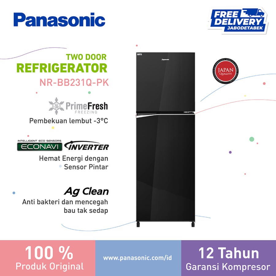 Panasonic NRBB231Q Lemari Es 2 Pintu 230 Liter BB231Q-S / BB231Q-PK Kulkas 2 Pintu