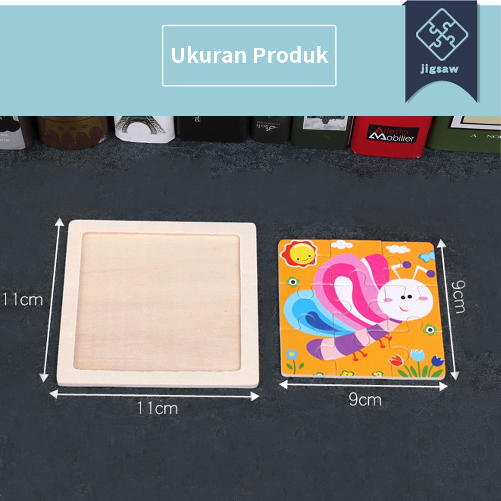Aikoky Mainan edukasi anak puzzle kayu /Hewan kartun wooden toys