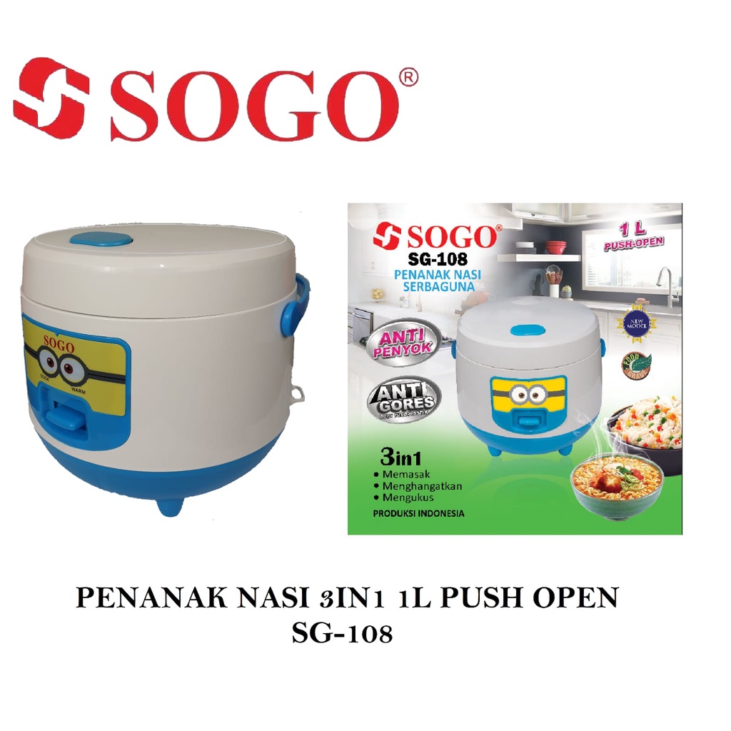 SOGO SG 108 Rice Cooker 1Liter 3in1 Berkualitas