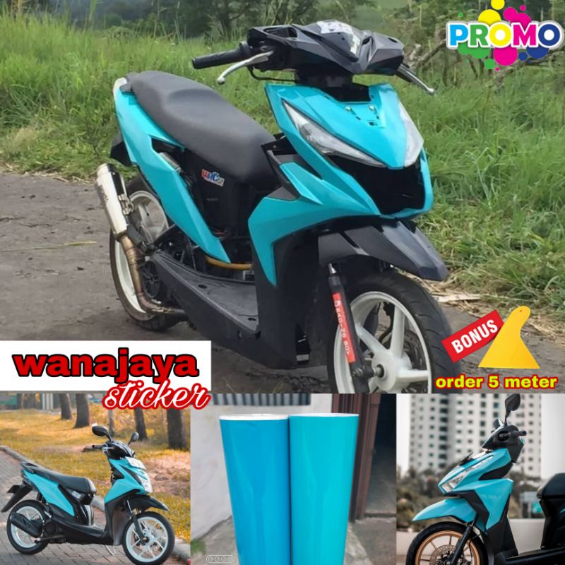 STIKER SKOTLET MOTOR WARNA BIRU TOSCA / SKOTLET MOTOR WARNA TOSCA / STICKER HIJAU TOSCA GLOSSY / DOF