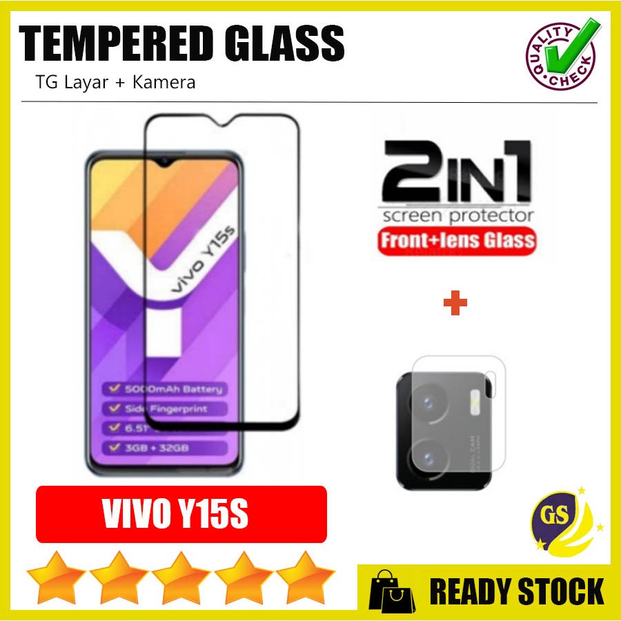 VIVO V23 5G V23E Y15S 2022 TEMPERED GLASS CAMERA TG ANTI GORES FULL COVER