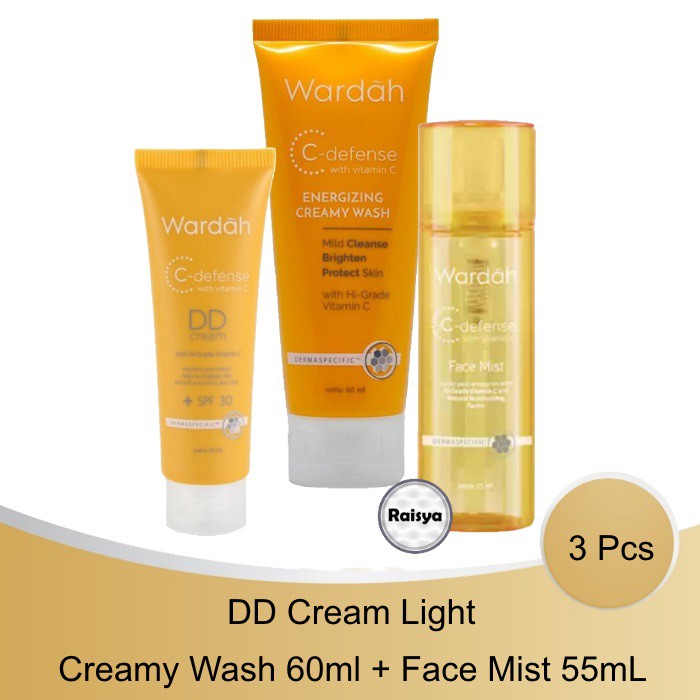 Paket Wardah C Defense DD Cream Light / Face Mist / Creamy Wash