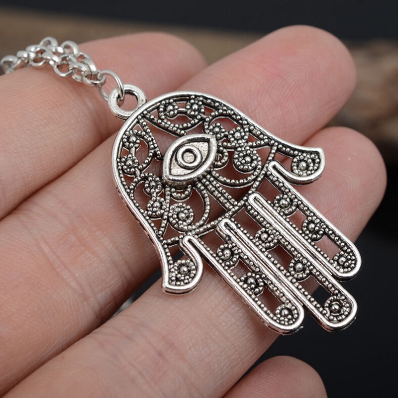 Kalung Rantai Dengan Liontin Tangan Hamsa Fatima Evil Eye Untuk Wanita