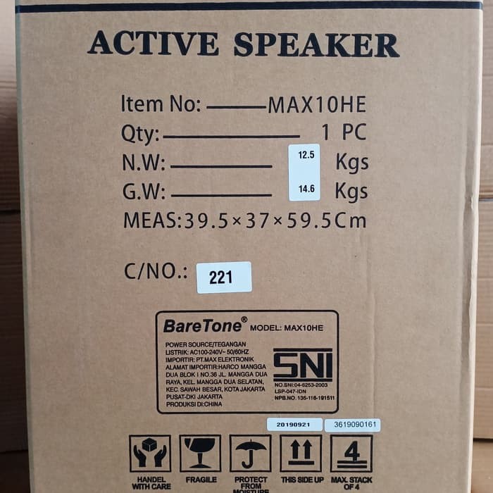 Speaker Aktif Baretone 10 inch portable Max 10H E Original mic wireles