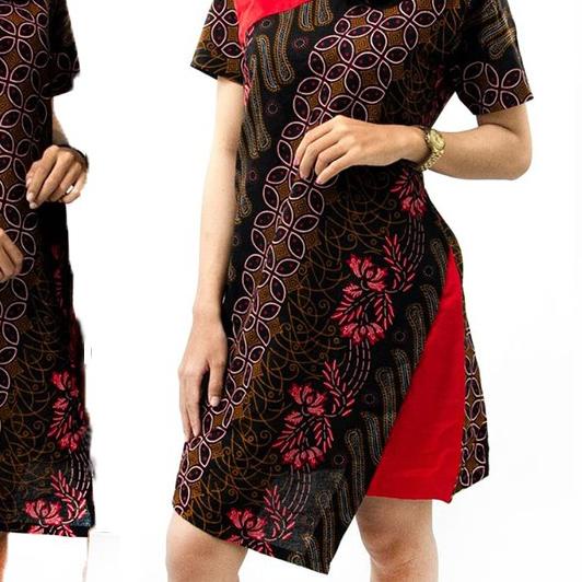 ➹ Batik Couple Selendang Merah Modern - Dress Batik Wanita - Hem Batik - Kemeja Batik Pria ✼