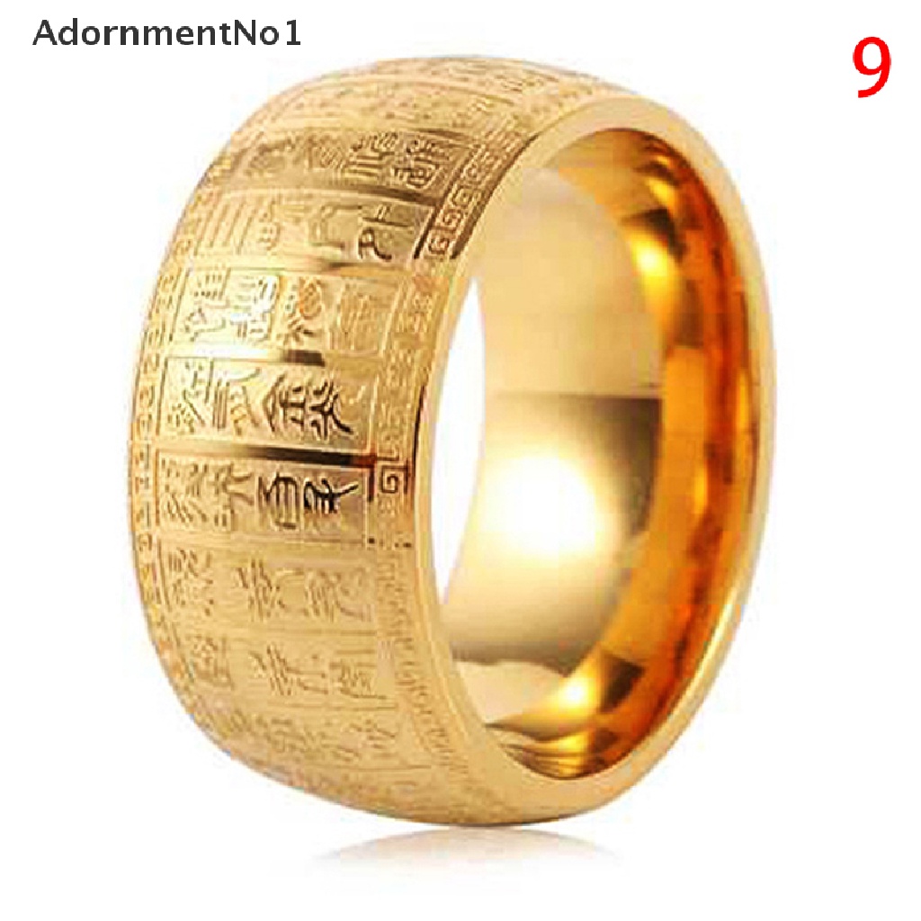 (AdornmentNo1) Cincin Titanium steel Lebar 11mm Motif Mantra Cina Untuk Pria