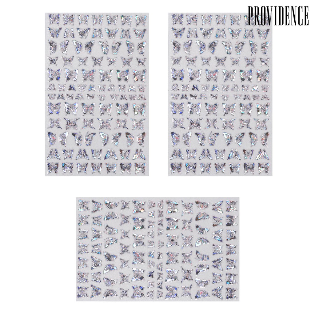 BUTTERFLY Providence 3 Pcs Stiker Kuku Anti Air Motif Kupukupu Untuk Dekorasi Manicurenail Art Diy