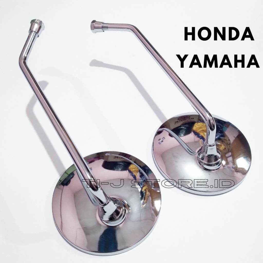 2Pcs Spion Klasik Vespa Bulat Panjang Crome Untuk Honda Yamaha drat 14