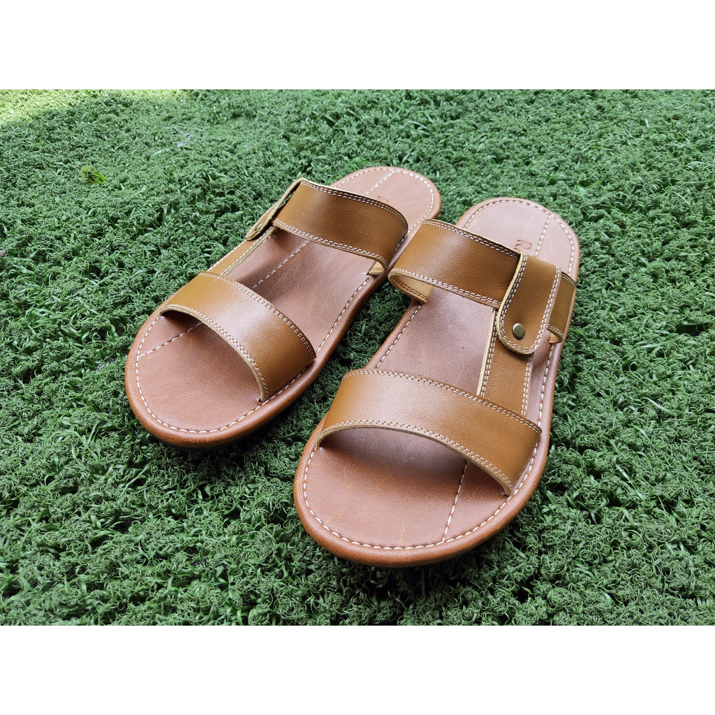 Sandal Pria Kulit Asli Rasheda Series Gr 01 Sendal Slide Selempang Jumbo