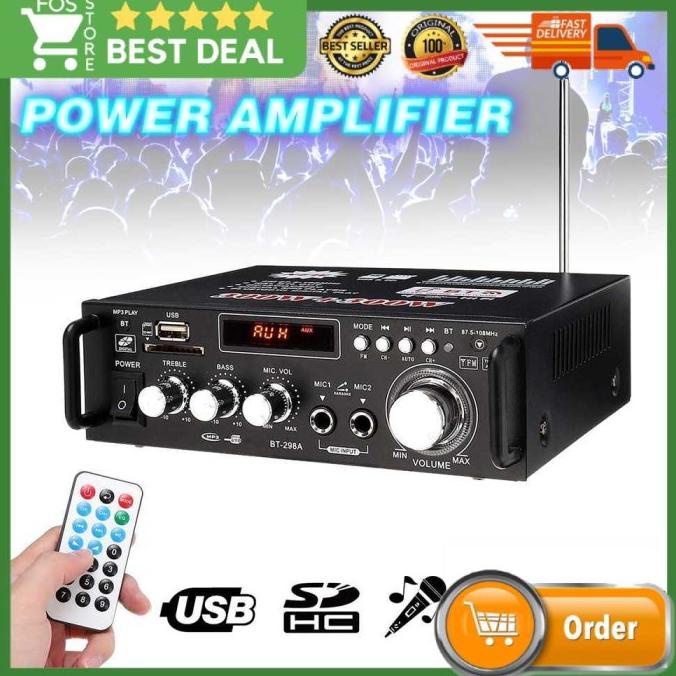 Power Amplifier Mini Bluetooth Subwoofer EQ Audio Home FM 600W .
