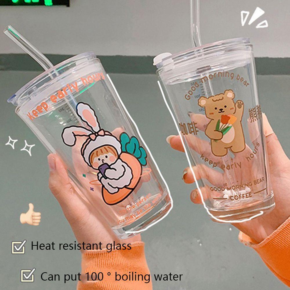 Suyo Botol Minum Kaca Motif Kartun Lucu Kapasitas Besar