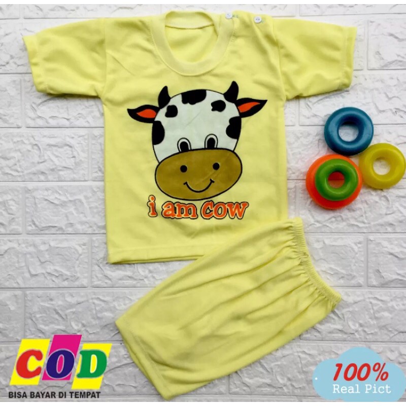 Setelan baju bayi lengan pendek Kaos Oblong Anak usia 3-6 bulan Almeera Baby and Kids