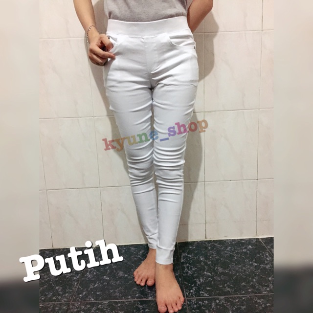 Celana Panjang SAYA Polos Premium PUTIH Soft Jeans Katun Celana Panjang SAYA Polos Premium PUTIH Soft Jeans Katun