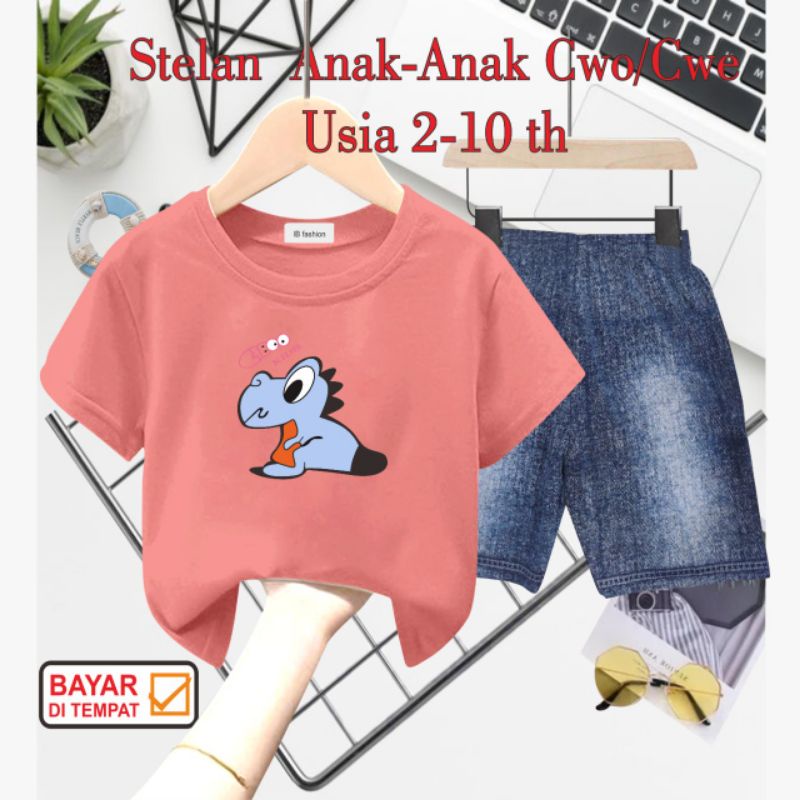 ((IB))SETELAN ANAK2 UNISEX SEMI JEANS/DINO DIGITAL SABLON