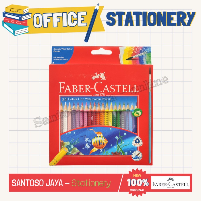 

Pensil Warna Grip FABER CASTELL - 24 Colour GRIP Watercolour Pencils