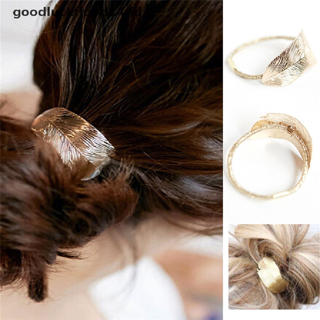 [OOID] HOT Women Tree Leaf Shape Mental Hair Rope Elastic Rubber Band Headdress Rope ID