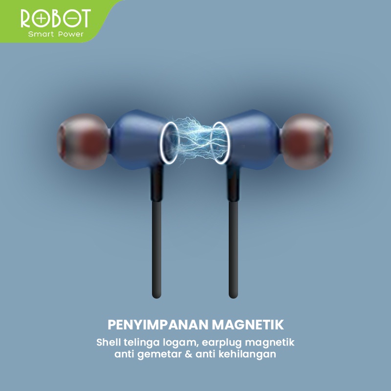 ROBOT N20 Bluetooth Neckband Earphone Magnetic Earbuds