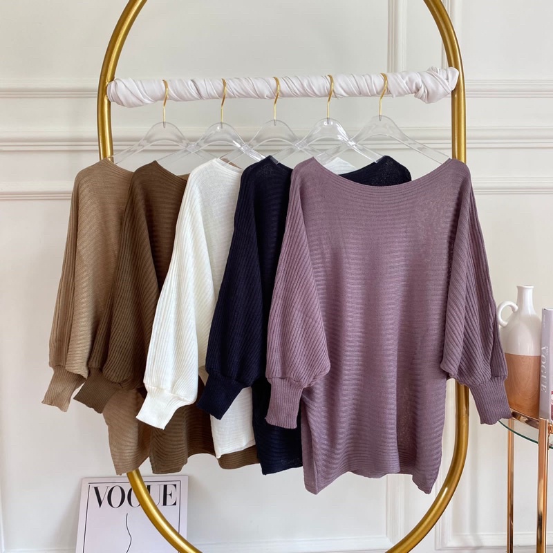 (COD) Rajut Batwing Helwa Sweater Batwing Knit Sweater Batwing Rajut kallyoutfit longsleeve tshirt d