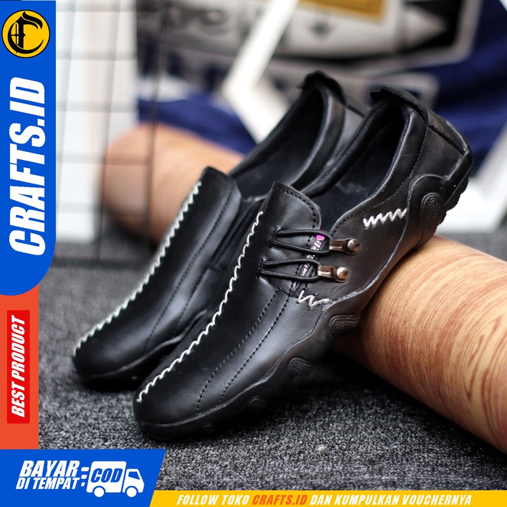 CRAFTS Zigc - Sepatu Slip On Pria Casual Kulit Asli