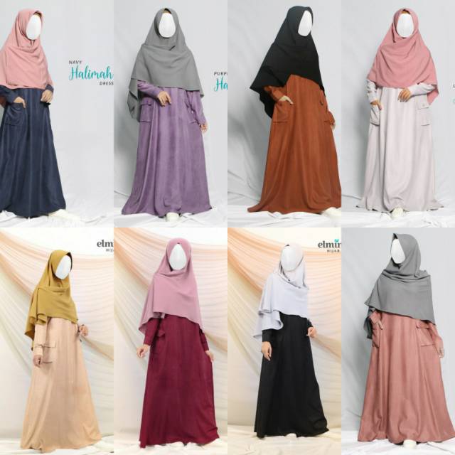 GAMIS/DRESS BUSUI SYARI BAHAN CORDURAY HALIMAH BY ELMINA  HIJAB
