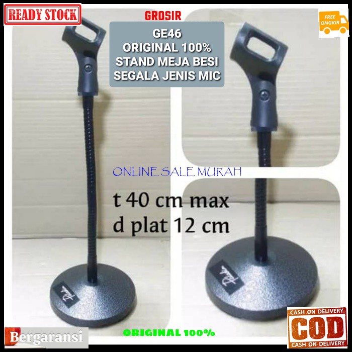 G46 Stand mic meja full besi ORIGINAL 100% holder mik table microphone standing ori mimbar podium penyangga mikrophone tiang pegangan Fleksible flexsible karaoke alat musik DJ G46   BISA SEMUA JENIS MIC BAHAN BESI PLAT TEBAL JAMINAN MIC TIDAK AKAN JATUH