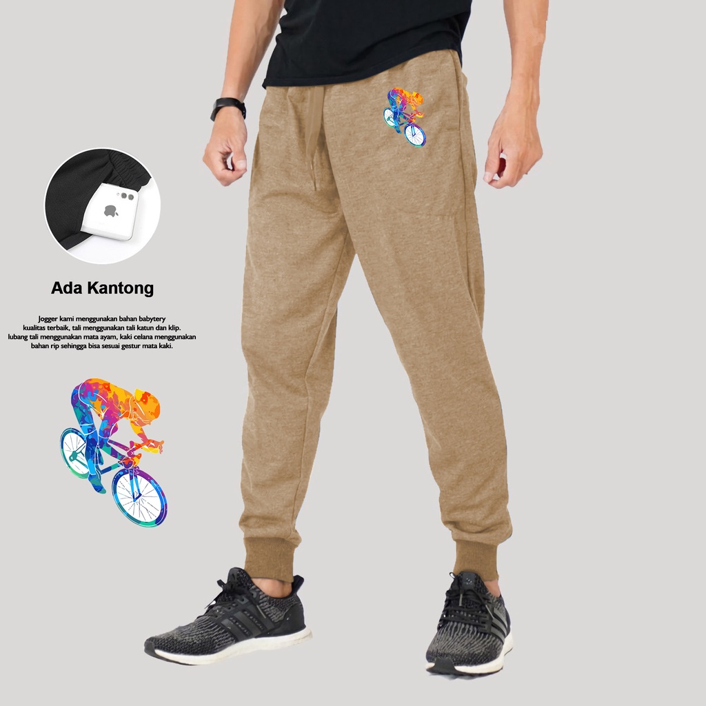 Lilipop.id Celana Joger Pria Gowes Sepeda Training Jogger Olahraga Pants Yoga Gym