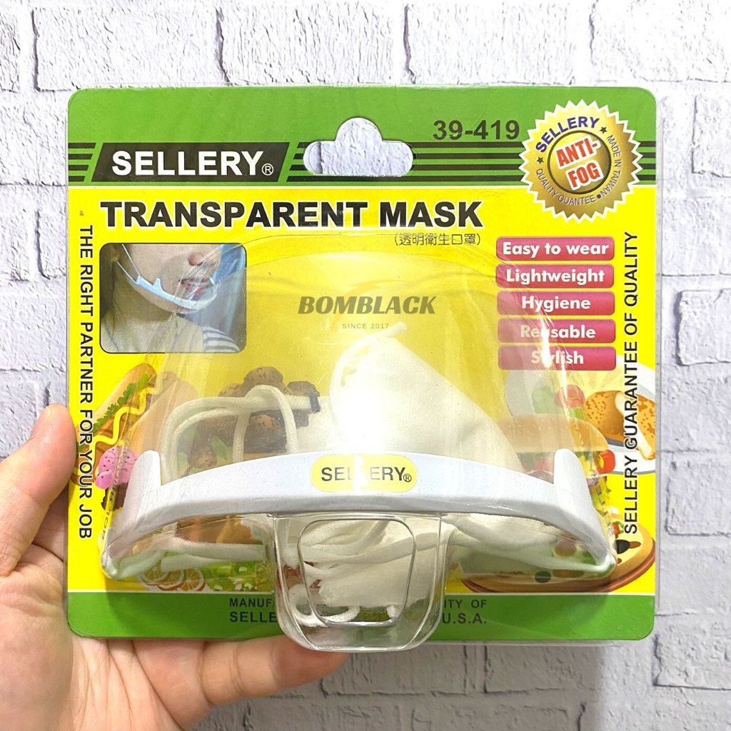 Masker Penutup Mulut Bening Transparan Plastik Mask Anti Ludah SELLERY