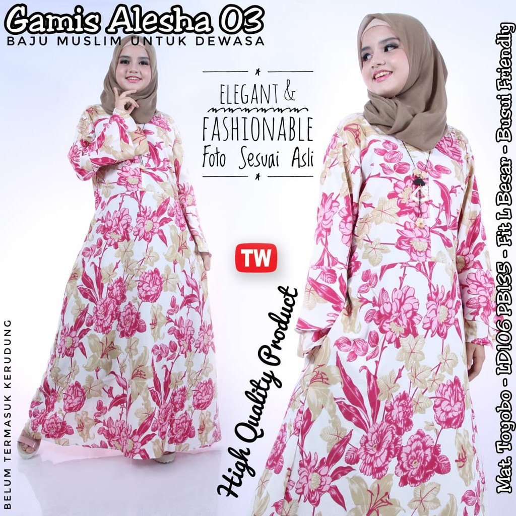 Gamis Alesha mat toyoba fit xl  ld 106 cm pb 130cm